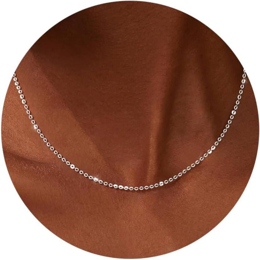 925 Sterling Silver Necklace Silver Chain Necklace for Women Simple 16/18/20 inc